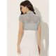 thumbnail image 4 of Cárdigan de encaje para mujer, cuello alto, corto, elegante, encogimiento de hombros Gris XS, 4 of 6