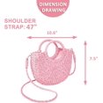 thumbnail image 2 of Mini Semi-circle Rattan Straw Bag, Hand-woven Women Summer Retro Beach Tote Shoulder Bag Crossbody Travel Beach Bag, 2 of 6