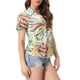 thumbnail image 4 of CAMISAS DE MUJER INSPIRADORAS CHIC Hawaianas de Manga Corta Tropical Floral con Botones XL Blanca Amarilla, 4 of 6