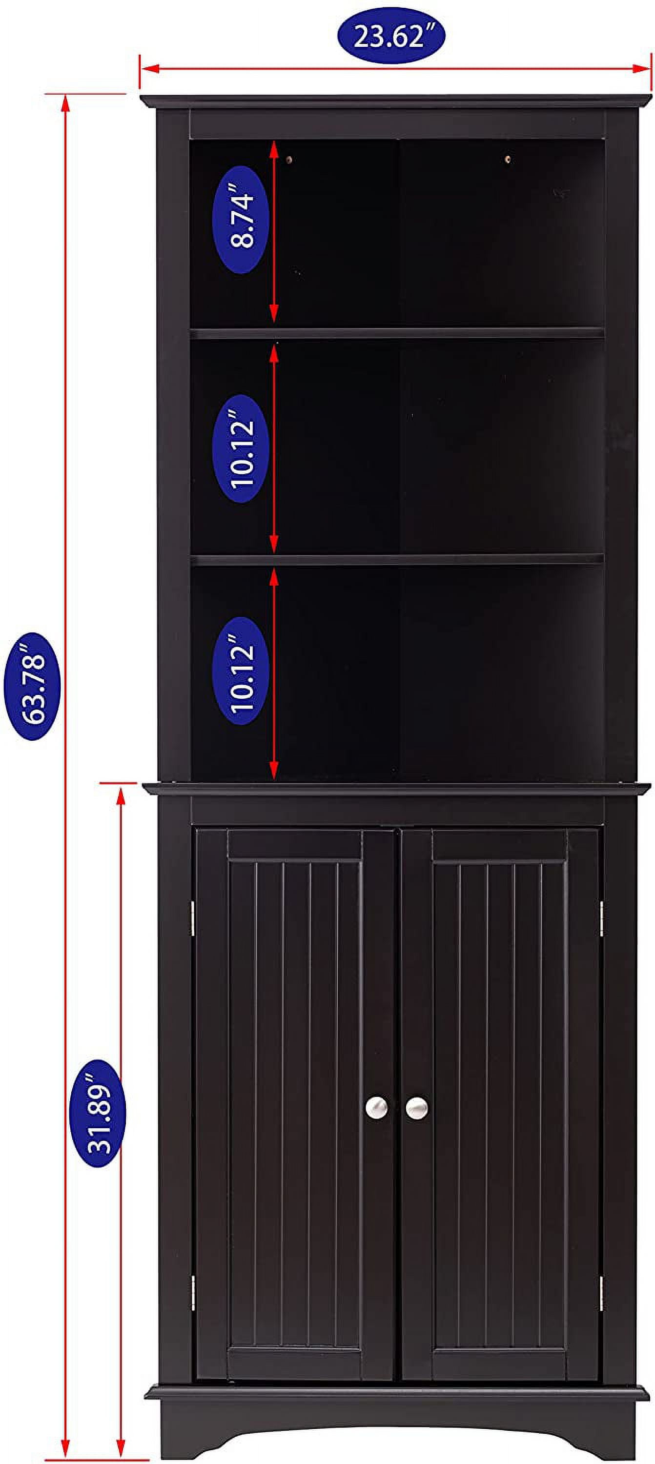 Spirich Tall Corner Cabinet with Adjustable Shelves, Free Standing Storage for Bathroom, Kitchen, Espresso