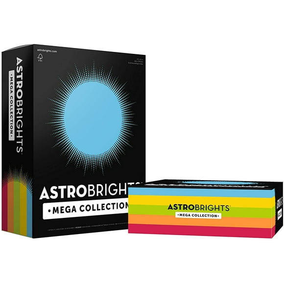 Astrobrights Méga Collection Papier Cartonné Coloré, Assortiment « Classique » de 5 Couleurs, 640 Feuilles, 65 lb/176 G/m², 8,5" x 11" -
