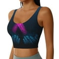 thumbnail image 2 of Vsdgher Two Human Hands are Holds Ribbon Awareness Print Women Sleeveless Athletic Tank Top Built-in Bra Camisole Sports Vest for Yoga Running Fitness Exercise with Removable Pads, 2 of 8