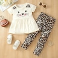 thumbnail image 2 of Afdoent Toddler Baby Girl Clothes Summer 2 Piece Outfit Cat Print Pullover With Leopard Pants & Asymmetrical Skirt Fashion Kids Clothing Set Clothes 2025 Cute Suit 12-24 Months, 2 of 8