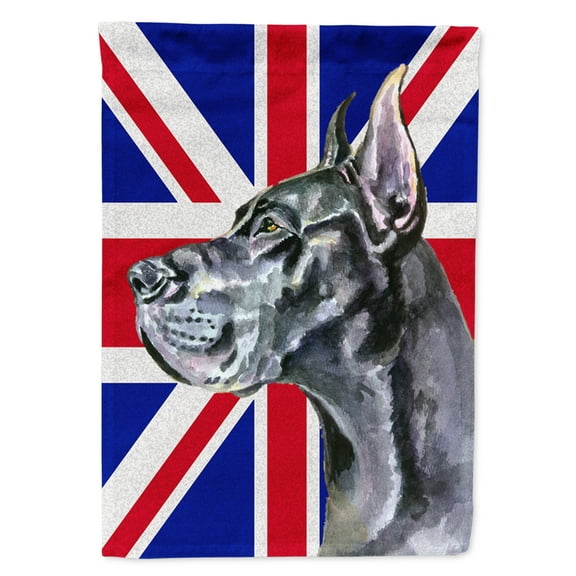 Black Great Dane with English Union Jack British Flag House Flag