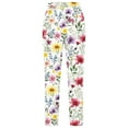 thumbnail image 3 of WXLWZYWL Cotton Linen Pants for Women Summer Drawstring Boho Floral Pants Hight Waist Elastic Waisted Casual Loose Floral Beach Baggy Trousers with Pockets, 3 of 4