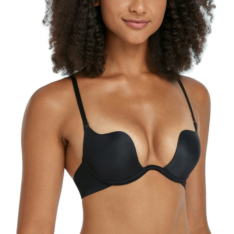 Exclare Convertible V Bra Women's Deep Plunge Push up Low Cut Underwire  Bra(V Neck Black,34B,36Btag size)