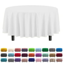 Exquisite 84" Round Tablecloth Cover - White Disposable Plastic Tablecloth - Heavy Duty Premium Plastic Disposable Table Cloth Round, 1ct