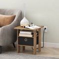 thumbnail image 2 of Furinno Andrey Side Table, Charging Station End Table with Storage Bin, Night Stand, Bedside Table with USB and Type-C Charging Port, for Living Room, Bedroom, Brown Oak, 2 of 5