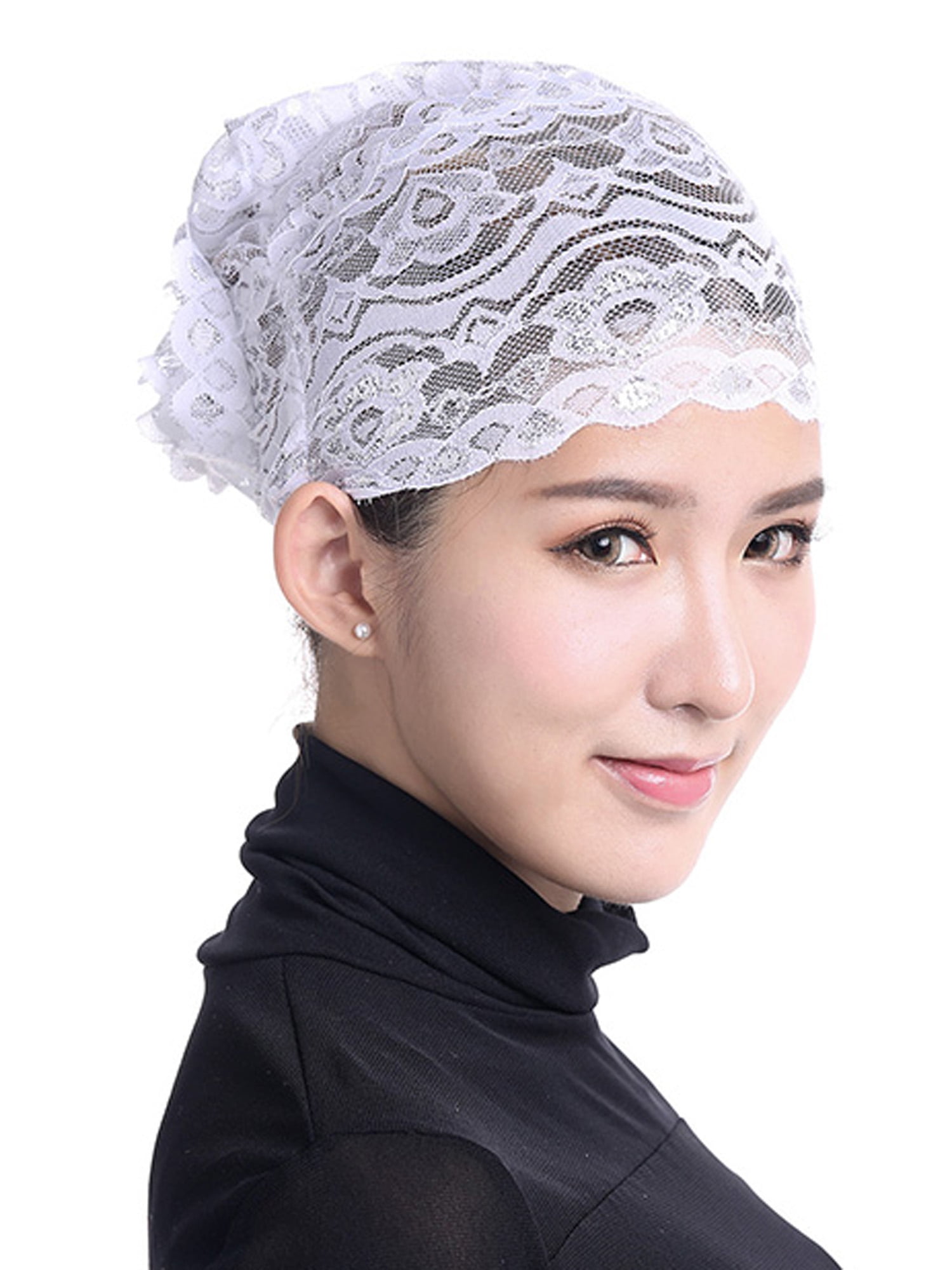 Women's Islamic Muslim Lace Under Scarf Cap Hijab Headwear Wrap Inner