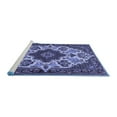 thumbnail image 2 of Ahgly Company Machine Washable Indoor Round Medallion Blue Traditional Area Rugs, 4' Round, 2 of 4