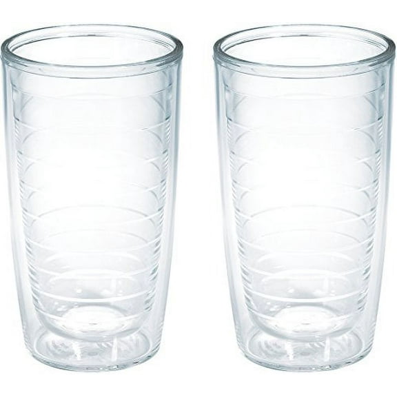 Tervis Made in USA Double Walled Clear & Colorful Tabletop Insulated Tumbler Cup Keeps Drinks Cold & Hot, 16oz - 2pk, Clear
