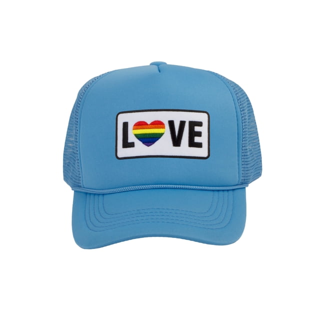 Gravity Threads LGBTQ+ Love Rainbow Heart Patch Trucker Hat - Sky