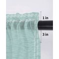 thumbnail image 6 of Turquoise Textured Tier Curtains 24 Inch Length,Sheer Curtains for Bedroom Living Room Window Farmhouse Country Woven Striped Rod Pocket Drapes Kitchen Curtains Small Half Window 27.5"x24" 2 Panels, 6 of 7