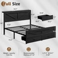 thumbnail image 2 of Full Size Bed Frame with Storage Drawers & Barn Door Headboard, Industrial Farmhouse Platform Bed with LED Lights & Charging Station, No Box Spring Needed (Black), 2 of 7
