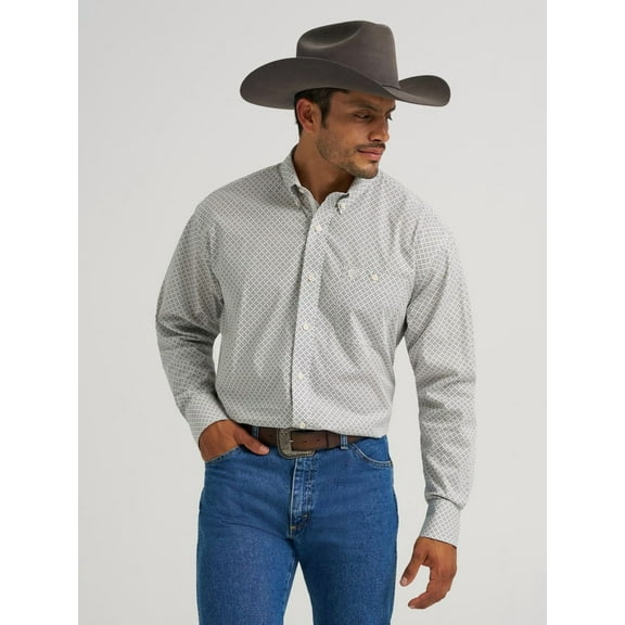 Wrangler George Strait Brown Nile Blue - Mens Shirt  - 112368201