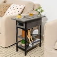 thumbnail image 2 of End Table with Charging Station, Flip Top Side Table with USB Ports and Outlets, Sofa Couch Table Bedside Table for Living Room Bedroom, Narrow Nightstand with Storage Shelves for Small Space, 2 of 7