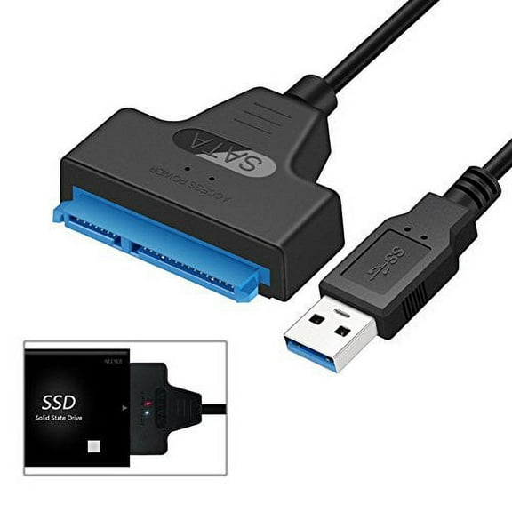Neeyer USB 3.0 SATA III Hard Drive Adapter Cable for 2.5 Inch SSD & HDD SATA TO USB 3.0 Cable Support UASP-20cm, Black