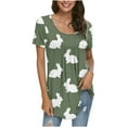 thumbnail image 1 of Blouses à Manches Courtes pour Femmes Mode Imprimée Décontractée Col en V T-Shirt Ample Blouse Hauts à Manches Courtes pour Femmes, 1 of 6