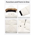 thumbnail image 7 of Wantdo Women's Plus Size Coat Warm Winter Coat Quilted Thicken Puffer Jacket with Removable Hood Ivory 1X, 7 of 7