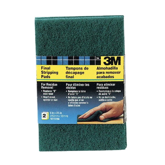 3M Final Stripping Pads, 0 Fine, 3-3/4 In. x 6 In. x 5/16 In. (2-Pack) 10113NA