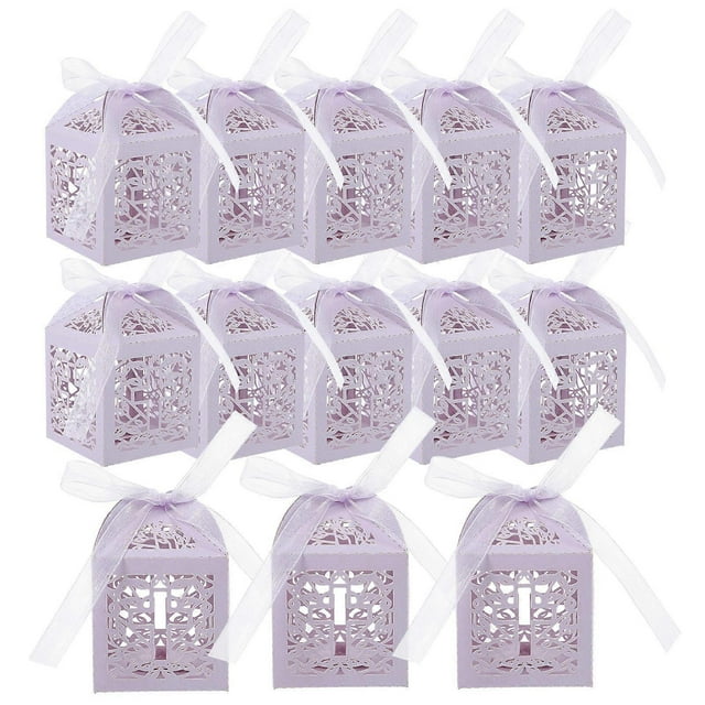 Hollow Candy Boxes 20Pcs White Paper Candy Boxes with Hollow Pattern Decor for Daily Use