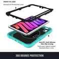 thumbnail image 5 of ELEHOLD Rugged Case for iPad Mini 6th Generation 2021, Dual-Layer Heavy Duty Shockproof Case with 360° Rotatable Foldable Kickstand Handstrap Crossbody Shoulder Strap Pencil Holder,Mint, 5 of 6