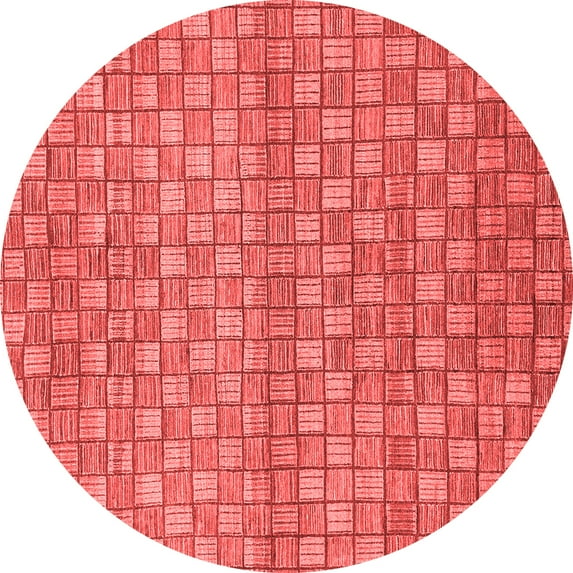 Ahgly Company Machine Washable Indoor Round Abstract Red Modern Area Rugs, 6' Round