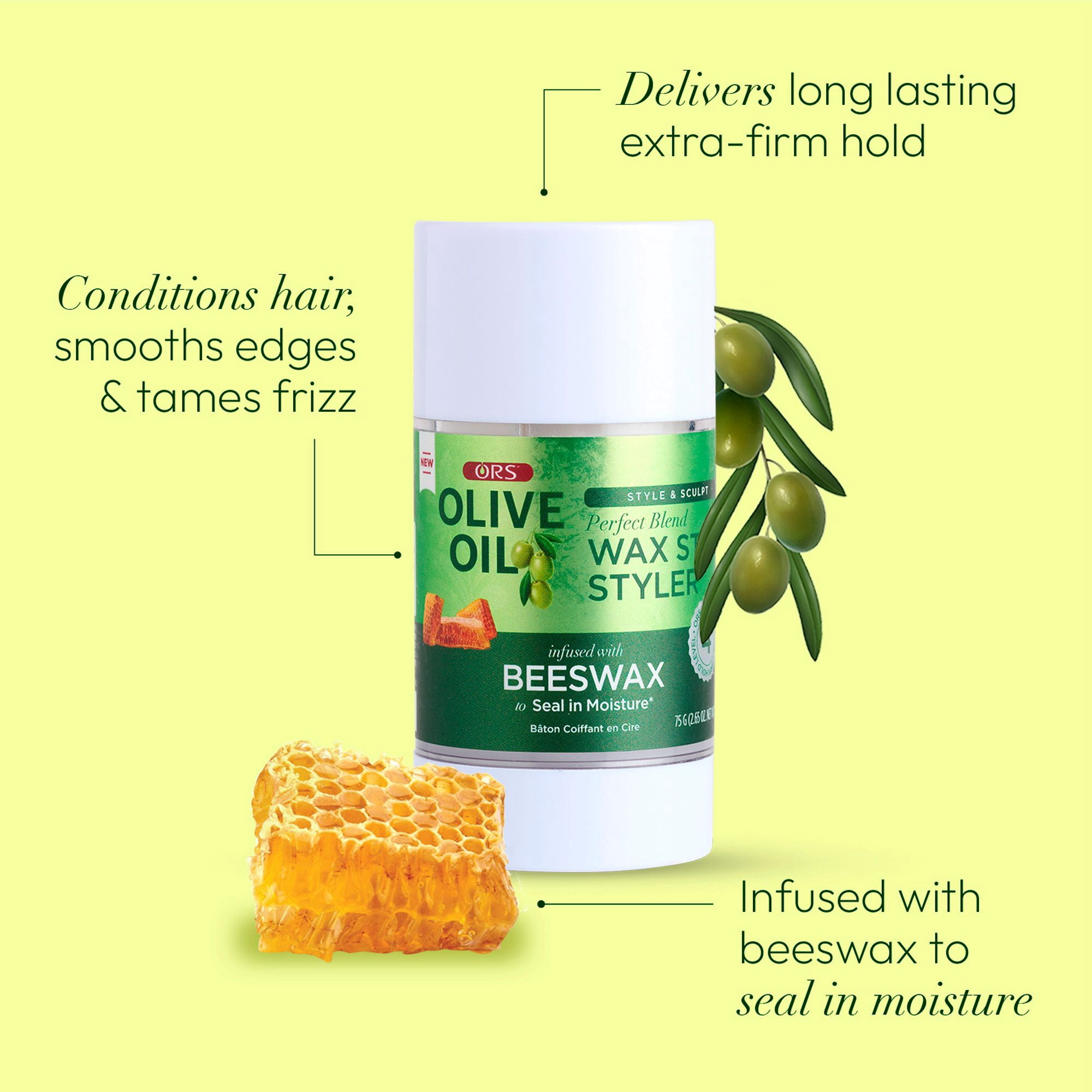 (6 pack) ORS Olive Oil Perfect Blend Wax Stick Styler, All Hair Types, Extra-Firm Hold, 2.6 oz
