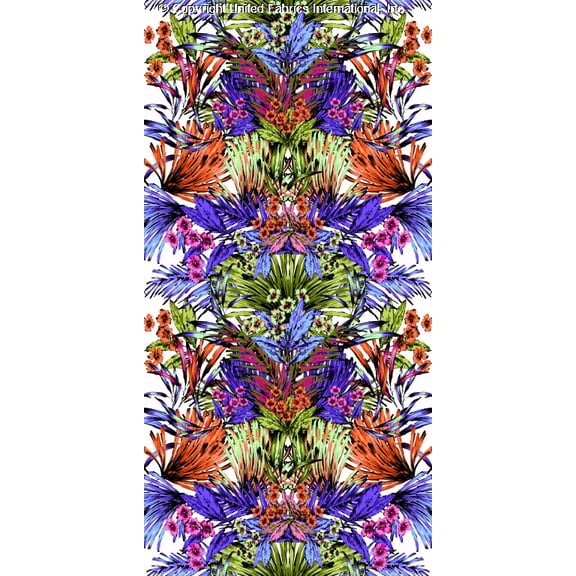 Chiffon Print Anguilla, Floral Border, Sheer Dress Fabric, Sewing (PERI/ORANGE/LIME, ByYard)