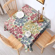 Pioneer Flower Floral Print Pattern Square Tablecloth,Waterproof Square Table Cover,Wipeable Spillproof Washable Table Cover for Home Kitchen Party Decor 42X42(107x107cm)