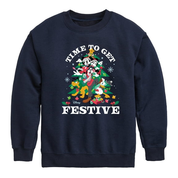 Disney - Mickey and Friends Time To Get Festive Christmas - Toddler & Youth Crewneck Fleece Sweatshirt