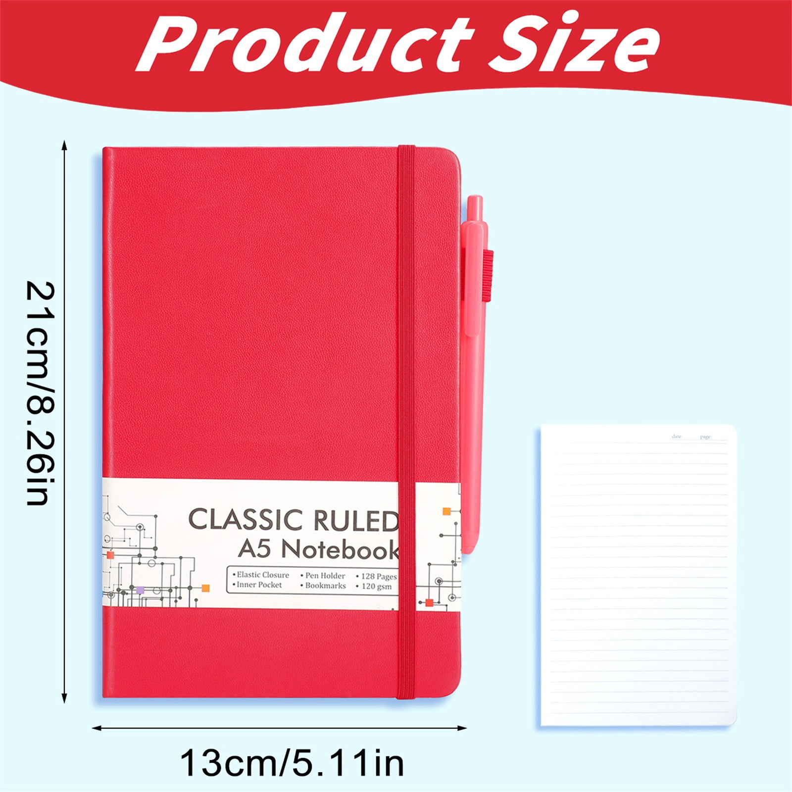 5Pcs Journal Notebook Bulk,Morandi Color A5 Notebook Hardcover Ruled Lined Journals with 5 Pens and Pen Holder for Travel,Office & Home Daily Use