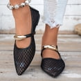 thumbnail image 6 of Dakaela Mesh Ballet Flats for Women Pointy Toe Mary Jane Ballerina Flats Shoes Women's Fishnet Flat Sandals for Dressy Summer Black,7.5, 6 of 9