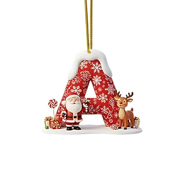 Manualidades decorativas para fiestas, decoración para árbol de Navidad, colgante de acrílico 2D con 26 letras, decoración navideña colgante, manualidades DIY, decoración navideña para el hogar, decor