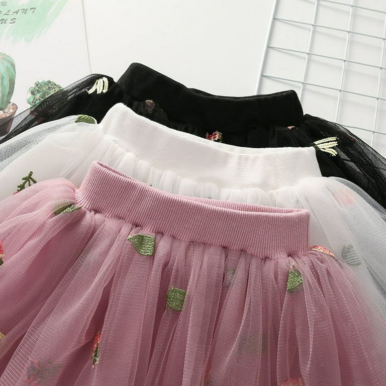 EINCcm Baby Skirt Baby Girl Skirt Baby Tutu Skirt Cute Party Dance Skirt Net Yarn Crimping Flowers Embroidery Tulle Skirt for Toddler Kids Baby