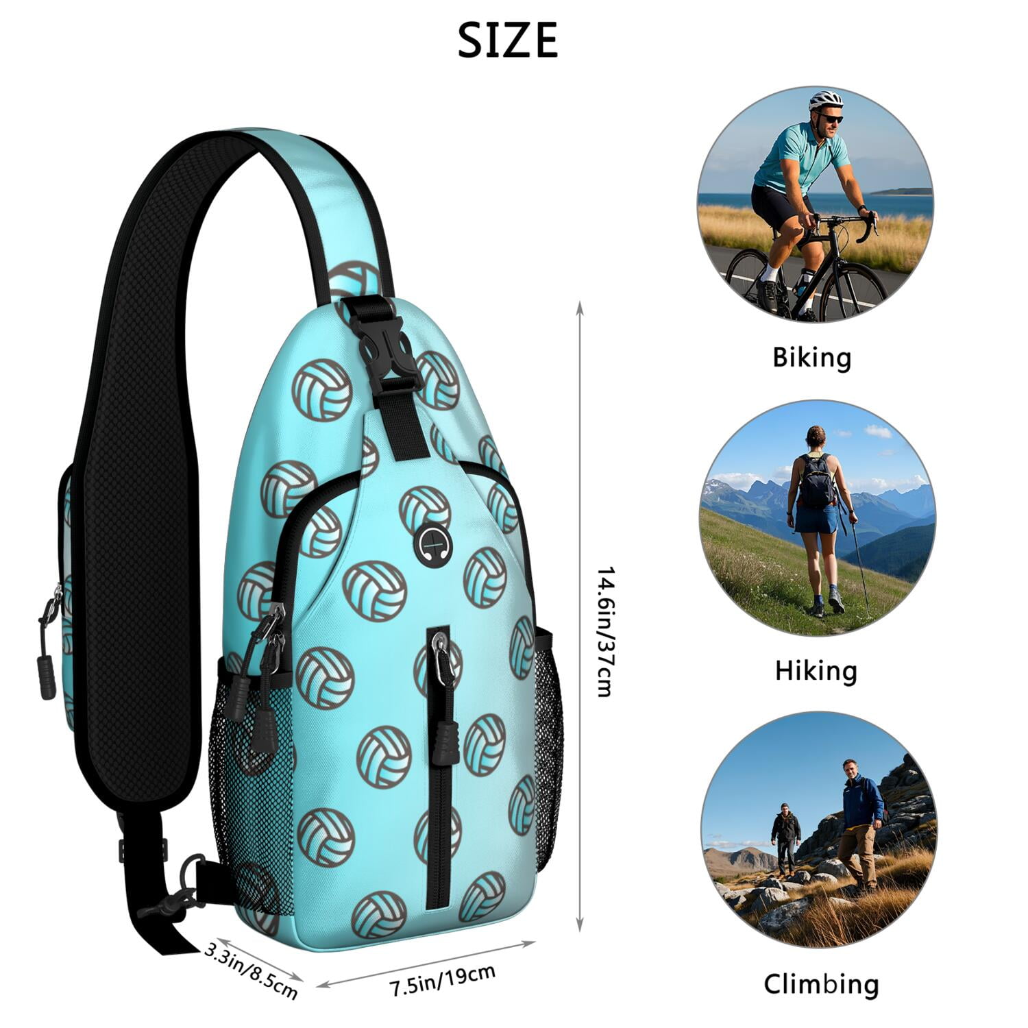 Sports Sling Backpack for Kids and Teens – Water-Resistant Crossbody Shoulder Bag with Adjustable Reversible Strap, Anti-Theft Pocket, Breathable Back, Perfect for Baseball, Football, Soccer Players