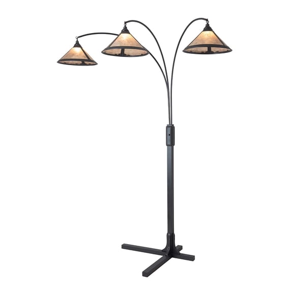 NOVA OF CALIFORNIA Natural Mica 3 Light Arc Floor Lamp - 86", Charcoal Gray Wood