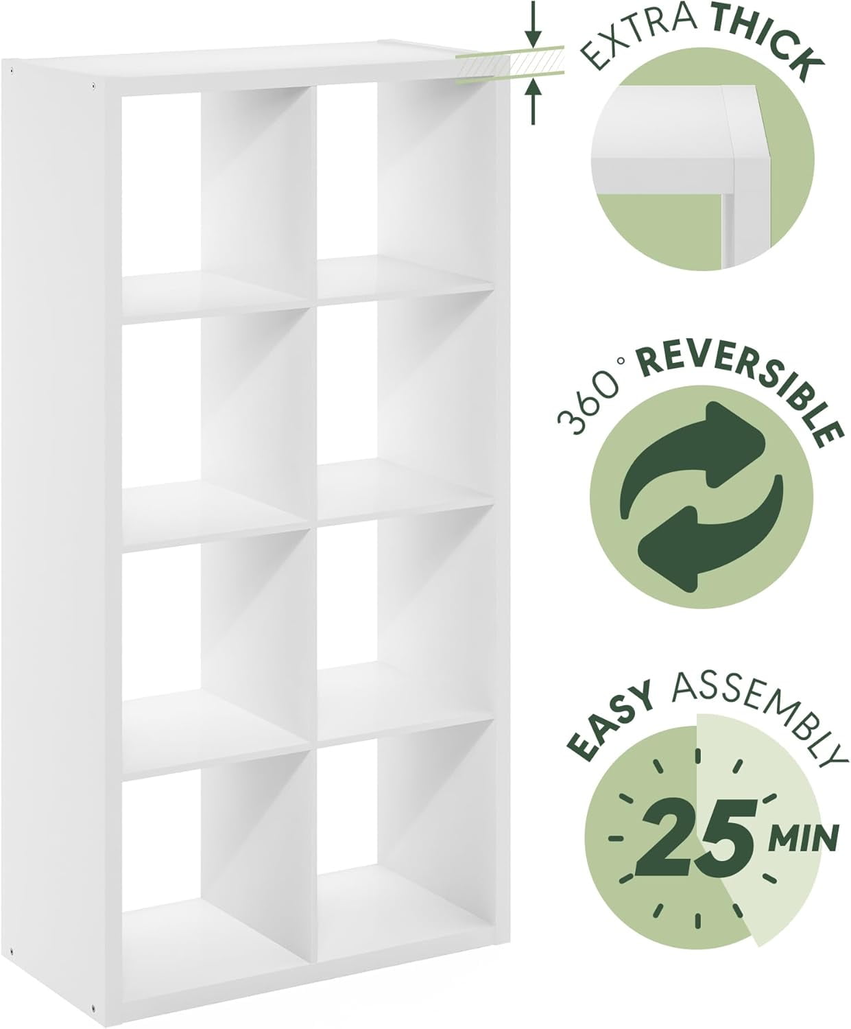 Cubicle Open Back Decorative Cube Storage Organizer, 8-Cube, White