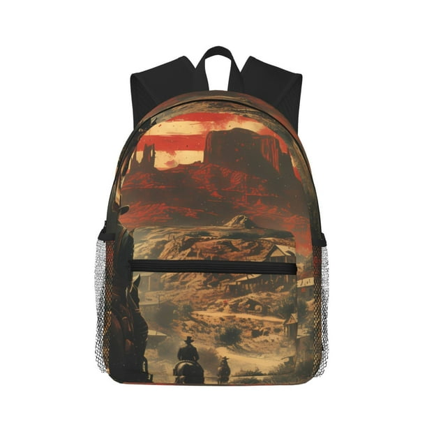 Easygdp 1860s Style American Cowboy Mochila Casual para Portátil, Mochila para Escuela, Viajes, Negocios