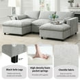 thumbnail image 6 of Sectional Sofa, U Shaped Couch, Modular Sofa with Side Storage Pockets, 2 Movable Ottomans and Pillows, 5-Seat Chenille Couch for Living Room, Apartment, 86.5 Inch, Medium Grey, 6 of 11