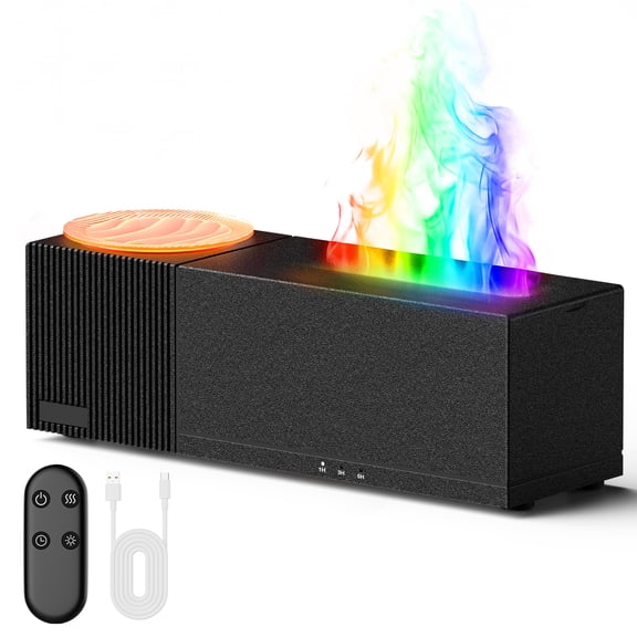 Noahstrong Essential Oil Diffuser, 7-Color Water Ripple Projector Flame Diffuser, Remote Control, 3 Timer Modes & Auto Shut-Off, Aromatherapy Humidifier for Bedroom Home Yoga