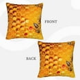 thumbnail image 3 of Bingfone Bees on Hive Honeycomb Linen Throw Pillow Covers Cushion Case Pocket Button Vintage Farmhouse Pillowcase for Sofa Couch Bed 16"x16", 3 of 9
