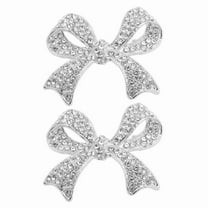 Rhinestone Bow Brooch Pin, 2Pcs Elegant Crystal Sparkly Bowknot Vintage Broach Pin Fashion Lapel Pin Women Wedding Party Bridal Suit Clothes Hat Jewelry Gift, Silver Tone