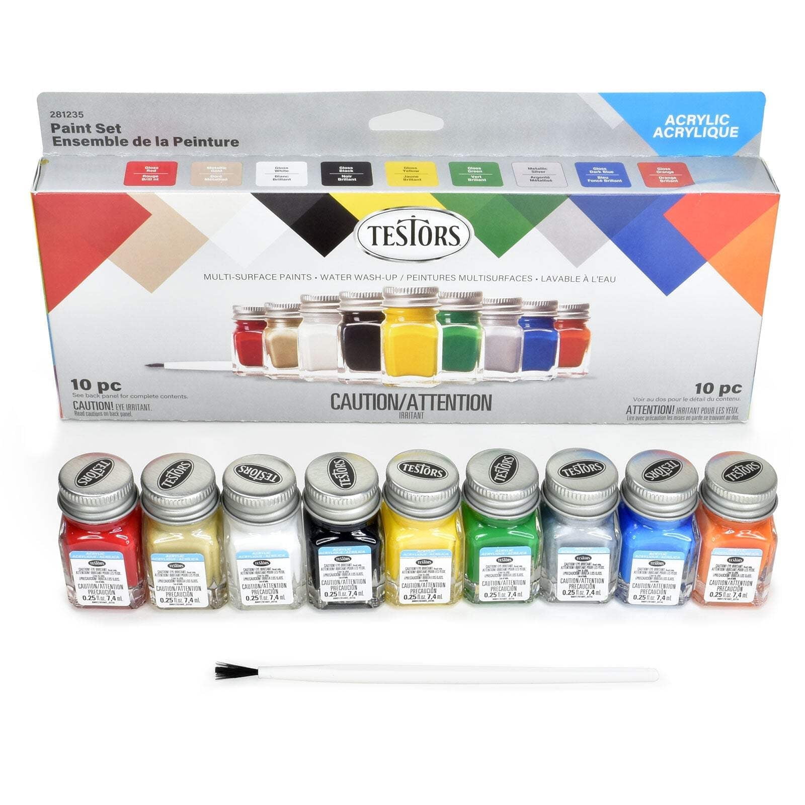 (2 pack) Testor Corp. Acrylic 9 Piece Paint Set Value TES281235 Plastics Paint Acrylic