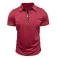 thumbnail image 2 of Eltusu Men's Casual Polo Shirts, Solid Color Zipper Collared Summer Shirts with Short Sleeve Wine Size 2XL, 2 of 7