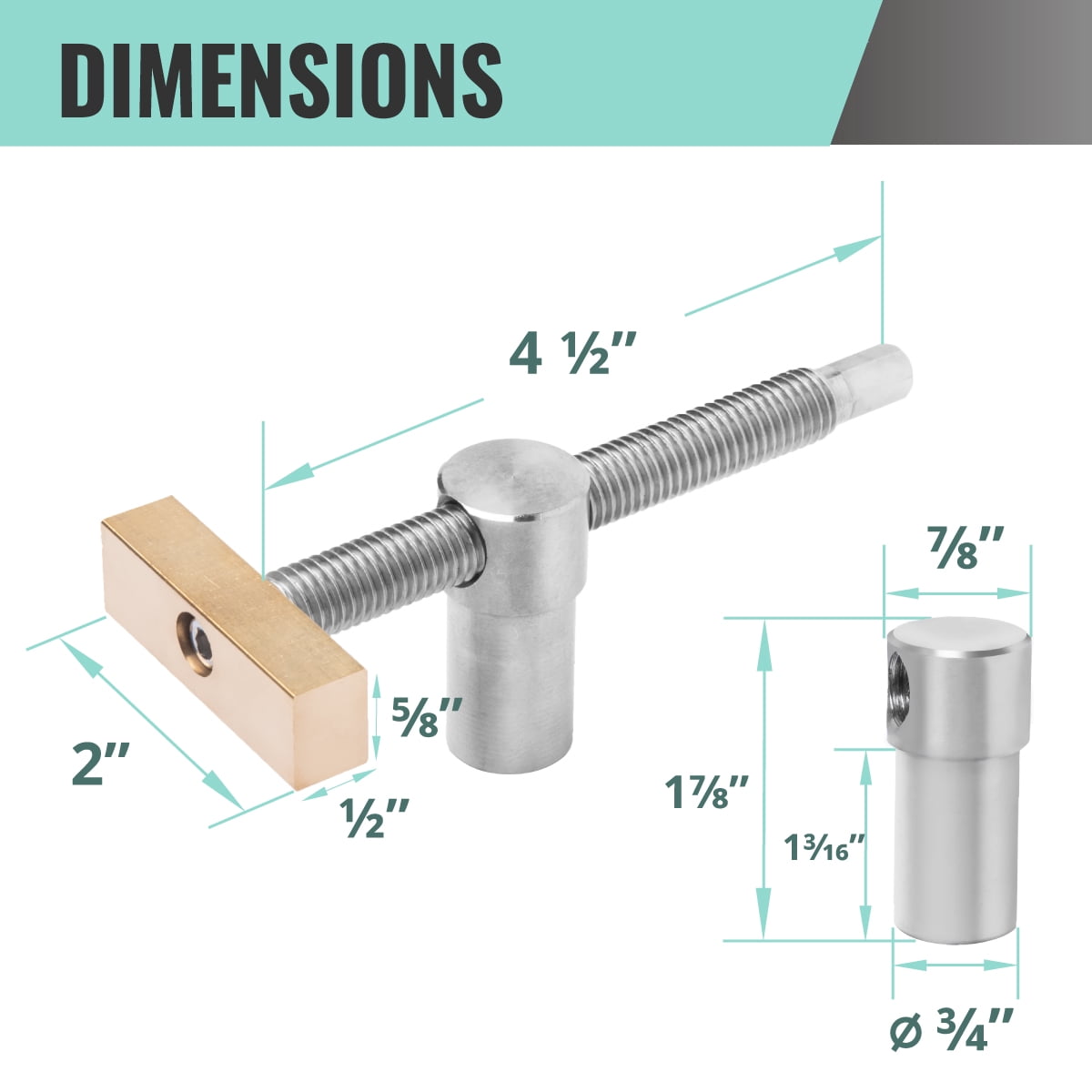 DuBois Bench Dogs and Clamps Set | 2-PC Low-Profile Workbench Angle Adjustable Screw Clamp Stoppers with Stainless Steel Bench Dogs for 3/4" (19mm) Dog Hole (51062)
