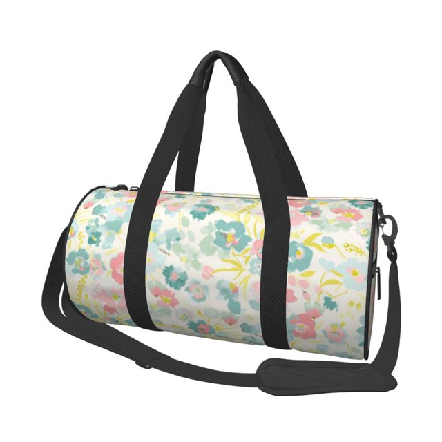 Fotbe Watercolor Wildflowers Bolsa Deportiva de Lona Plegable con Estampado, Bolsa de Gimnasio con Bolsillo Seco/Húmedo, Bolsa de Viaje Ultraligera de Gran Capacidad
