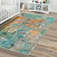 thumbnail image 2 of Moynesa 3'x5' Modern Abstract Area Rug,Washable Bedroom Rug Soft Throw Entry Mat Contemporary Faux Wool Non-Slip Stain Resistant Carpet for Living Room Kitchen Bath Office, Rosy, 2 of 7