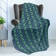 thumbnail image 4 of Blue and Green Soft Flannel Fleece Throw Blanket, Symmetric Geometric Vertical Borders with Zig Zag Stripes, Cozy Plush for Indoor and Outdoor Use, 60" x 80", Pale Green Dark Blue, by Ambesonne, 4 of 5