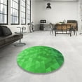thumbnail image 4 of Ahgly Company Machine Washable Indoor Round Transitional Neon Green Area Rugs, 8' Round, 4 of 7